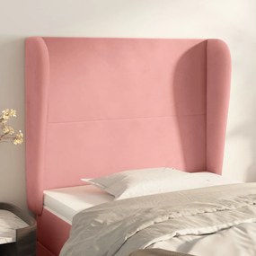 Testiera Ad Orecchio Rosa 103x23x118/128 Cm İn Velluto /
