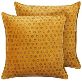 Set di 2 cuscini velluto giallo senape 45 x 45 cm RAPIS Beliani