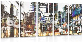 Quadri 5 pezzi – Panorami urbani astratti