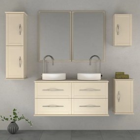Mobile da bagno Tiffany L123,6 x P47,6 x H55 cm 4 cassetti, bianco cotone