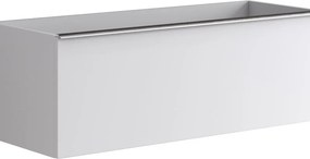 Mobile da bagno sospeso sotto lavabo Pixel plain 2 cassetti L 120 x H 40 x P 45.5 cm bianco laccato opaco, con maniglia alluminio brillante