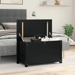 Contenitore Portaoggetti Nero 80x40x45,5cm Legno Massello Pino /