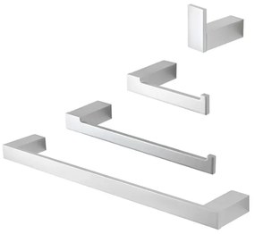 Set accessori bagno da muro 4 pezzi in alluminio argento Sky