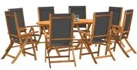 Set Pranzo da Giardino 9pz Legno Massello di Acacia e Textilene 3279257