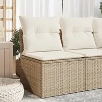 Divano Giardino Senza Braccioli con Cuscini Beige in Polyrattan 366073