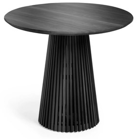 Kave Home - Tavolo rotondo Jeanette in legno massello di mindi nero Ã˜ 90 cm
