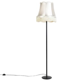 Lampada da terra retrò nera con paralume granny crema 45 cm - Simplo