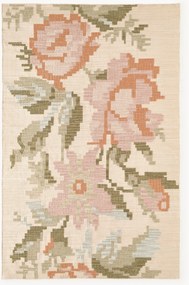 Tappeto in lana con motivo floreale ricamato Rosha