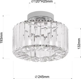 Plafoniera da soffitto VETRO, 1xE27/15W/230V, Ø 24,5 cm, cromo opaco