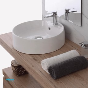 Lavabo D'Appoggio In Ceramica Bianco Lucido Diam.46