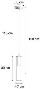 Lampada a sospensione moderna nera per sistema a binario monofase - Iconic Lloyd