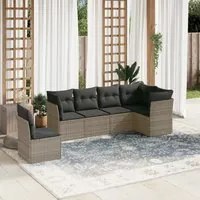 Set Divano da Giardino 6 pz con Cuscini Grigio in Polyrattan 3217700