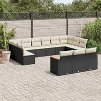 Set Divani da Giardino 13pz con Cuscini Nero in Polyrattancod mxl 112478