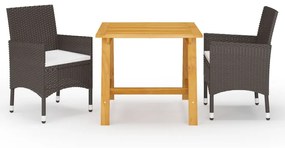 Set Da Pranzo Da Giardino 3 Pz Con Cuscini Marrone /