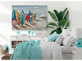 AGAVE QUADRO  A TEMA MARINO DIPINTO A MANO  "SURFING PARADISE" 120×90