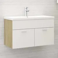 Mobile Sottolavabo Bianco e Rovere 80x38,5x46 cm in Truciolato 804661