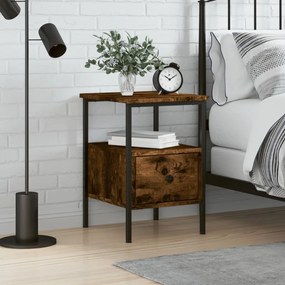 Comodino Rovere Fumo 34x36x50 Cm İn Legno Multistrato /