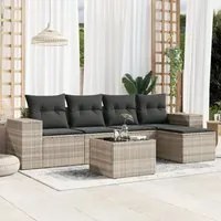 Set Divano da Giardino 6pz con Cuscini Grigio Chiaro Polyrattan 3254839