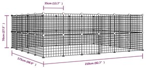 Gabbia per animali 44 pannelli con porta nera 35x35 cm acciaio