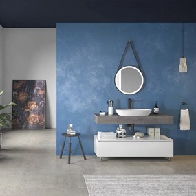 Composizione bagno 120 cm con mobile a terra e mensolone grigio pietra | KAM-KK1203G - KAMALU
