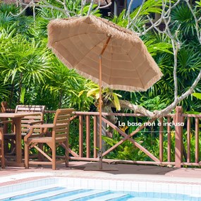 Costway Ombrellone da patio resistente all'acqua e al sole con tetto di palma struttura in metallo, Ombrellone da 208cm