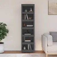 Libreria Grigia 50x35x183 cm in Legno Massello di Pino 821721