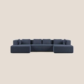 Nettuno divano panoramico in morbido tessuto bouclè T07 blu X