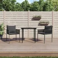 Sedie da Giardino con Cuscini 2pz Nere 54x61x83cm in Polyrattancod mxl 105858