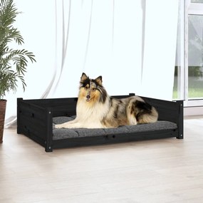 Cuccia per cani nera 95,5x65,5x28cm in legno massello di pino