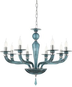 Lampadario a sospensione D82 cm VILLA a 8 luci in vetro lavorato a mano OTTANIO