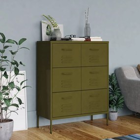 Cassettiera Verde Oliva 80x35x101,5 Cm İn Acciaio /