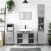 Armadietto da Bagno Grigio Cemento 80x33x60cm Legno Multistrato 831632