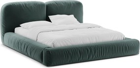 Letto matrimoniale imbottito color petrolio con contenitore con rete inclusa 160x200 cm Martina – Micadoni