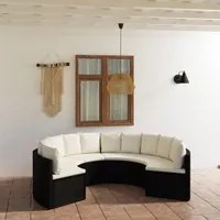 Set Divani da Giardino 6 pz con Cuscini in Polyrattan Nero 3064894