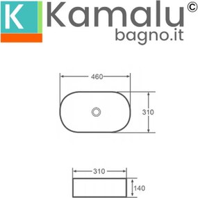 Lavandino bagno da appoggio ovale 46cm | KLY-4600 - KAMALU
