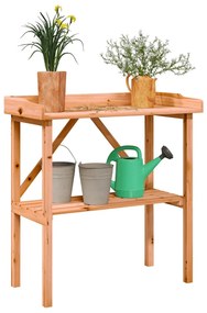 Tavolo Piante Con Ripiano Marrone 78x38x,82,5cm Massello Abete /