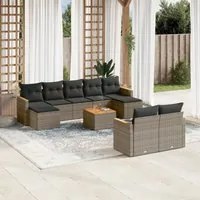 Set Divano da Giardino 10 pz con Cuscini Grigio in Polyrattan 3226410