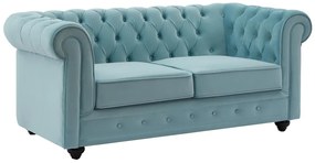 Divano 2 posti in Velluto Azzurro pastello - CHESTERFIELD