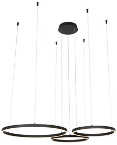 Lampada a sospensione nera con LED dimmerabile a 3 livelli 3 luci - Anello