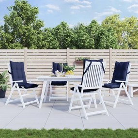 Cuscini Sedia Con Schienale Alto 4 Pz Blu Marino Tessuto Oxford /