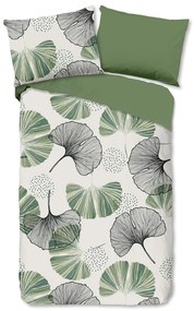 Biancheria da letto singola in cotone verde e crema 140x200 cm - Good Morning