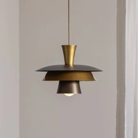 Luminex Lampada a sospensione Plato, colore titanio/oro, Ø 34 cm, acciaio