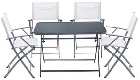 Set tavolo e sedie Emys NATERIAL in acciaio bianco per 4 persone