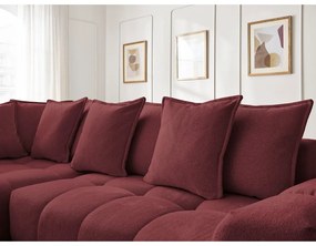 Divano angolare burgundy allungabile e con contenitore (penisola a sinistra/a L) con rivestimento in ciniglia Everest – Bobochic Paris
