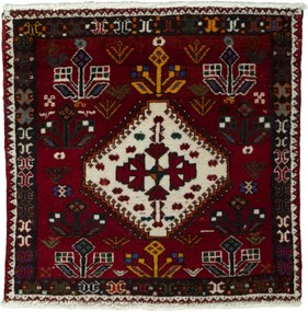 Shiraz Tappeto 60x70 Rosso (Iran) Annodato A Mano