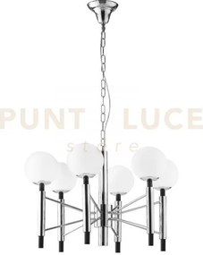 Lampadario a sospensione hammond cromo e nera 6 luci attacco e14 70...