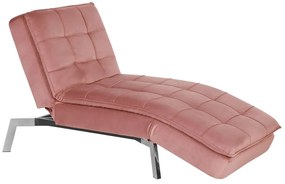 Chaise longue reclinabile in velluto rosa LOIRET Beliani
