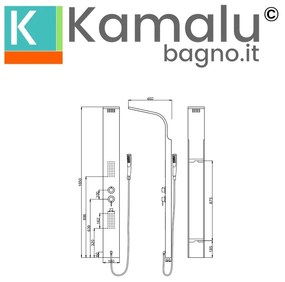 Kamalu - pannello doccia idromassaggio in acciaio finitura satinato| kaman-1100