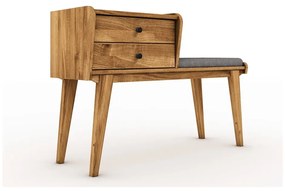 Panca con cassetti in legno di quercia con seduta grigio chiaro Retro - The Beds