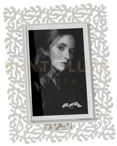 Portafoto di design corallo piccolo bianco marmo in ferro e polimet...